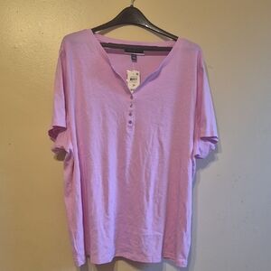 Purple Button-Front T-Shirt
